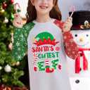 Christmas Big Girls Raglan Patchwork Snowflake Long Sleeve Funny Shirt Xmas Santa's Cutest Elf Cute Top Red Green 14 Years