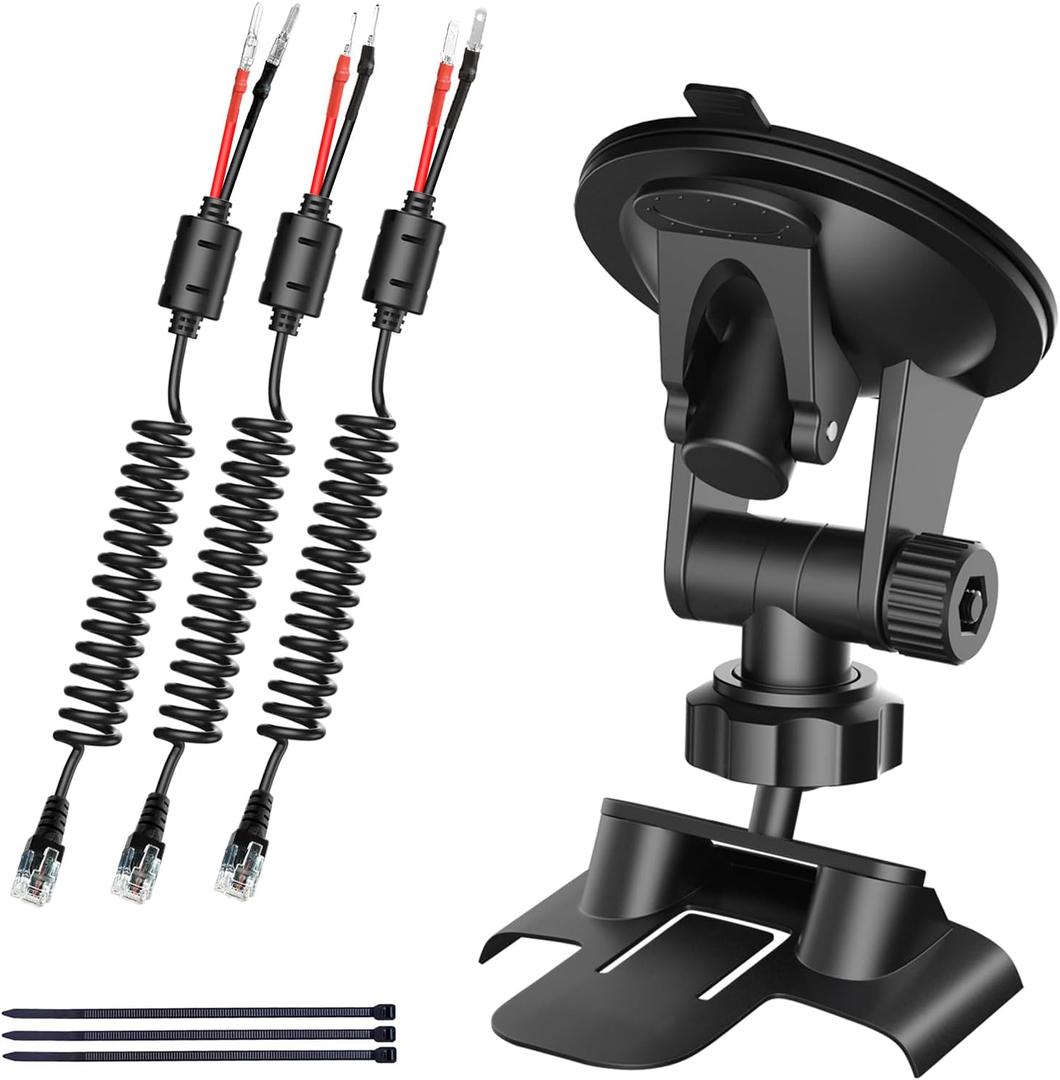 Radar Detector Mount Kit  Super Strong Suction Cup Windshield Holder + Magnetic Ring Power Cord with Inline Fuse, Rearview Mirror Plug & Elastic Cable  Easy Install, No-Slip(for Valentine V1 Radar)