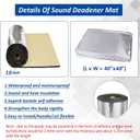 Car Heat Sound Deadening Insulation Mat, - 394 Mil 10.8 Sqft Automobile Sound Deadening & Heat Insulation Material for Auto Hood Engine Roof Door and Trunk,40 Inch x 40 Inch, Aluminum Foil Finish