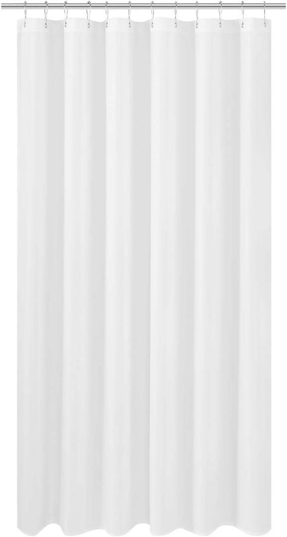 N&Y HOME Extra Long Fabric Shower Curtain or Liner 72 x 94 inch, Hotel Quality, Washable, White Bathroom Curtains with Grommets, 72x94