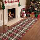 Christmas 2x10 Runner Rug,Red Checkered Runners for Hallways,Xmas Kitchen Rug Buffalo Plaid,Machine Washable Non Slip Low Pile Entryway Rug,Holiday Decorative Indoor Carpet,Ivy-Red Tartan