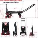 Upgraded 3 in 1 Convertible Folding Hand Truck with Brakes, Hand Truck Dolly Heavy Duty 660lbs Capacity, Stair Climbing Cart with Adjustable Shovel Board and Fixed Handle for Moving