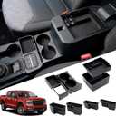 Mabett Center Console Storage Organizer and Dual Cup Holder for Ford Maverick 2022-2026 Accessories, with Door Handle Storage Organizer, Center Console Armrest Organizer Set Fit Maverick (7PCS)