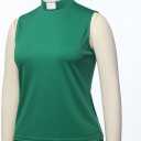 Women's Clergy Sleeveless T-Shirt Tab Collar Clergy Minister Priest Outfit Priest Costume Shirt Tops (Green, L)
