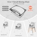 BOSEDSANG 4-in-1 Baby High Chair, Convertible Highchair for Babies and Toddlers, Portable High Chair with Foldable Design, Booster Seat for Kitchen, Dining & Outdoor Use, Easy to Clean & Storage(Grey)