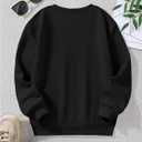 Girl's Cartoon Graphic Long Sleeve Crewneck Sweatshirts Drop Shoulder Cute Pullover Tops T Shirt (Black)