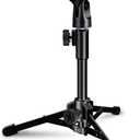 Desktop Mic Stand Portable Foldable Tripod with Mic Clip Holder and 5/8" Male to 3/8" Female Screw Adjustable Microphone Stand. (1 Pack)