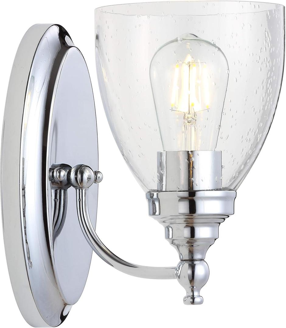 JONATHAN Y JYL7469B Marais 5.5" Metal/Glass LED Wall Sconce Traditional 2700K LED 4W Bulb Reversible Entryway Lobby Kitchen Bathroom Bedroom Living Room Hallway, Chrome
