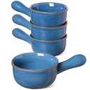 LE TAUCI Soup Bowls with Handle, 15 Oz Ceramic French Onion Soup Bowls, Large Soup Crocks Oven Safe for Stew, Onion, Soup, Chilli, Set of 4, Ceylon Blue