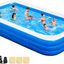 Large Inflatable Pool for Adults - 150" X 74" X 22" Oversized Blow Up Swimming Pool with Pump, Thickened Family Pools for Backyard Outdoor