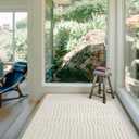 Revival Rugs Soloba 3'11"x6'1" Machine Washable Area Rug for Kitchen Bedroom - 100% Recycled Oeko-TEX Certified, Medium Pile, Beige, Cream