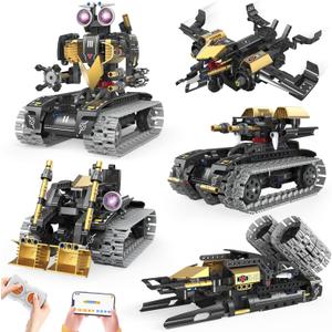 Robot Building Kit with APP/Remote Control STEM Gifts for Boys Age 6-16,Technic Coding Robotic Toys for Kids Birthday, Buildable 5in1 Models with 323+ Pieces