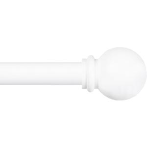 Kenney Chelsea Ball End Window Curtain Rod, Adjustable Curtain Rod for Windows 28 to 48 Inches, Extendable Curtain Rod Set, White