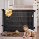 Retractable Baby Gates Hardware Mount for Stairs with Auto-Lock, 33" x 55" Mesh Double Locking Safety Baby Dog Pet Cat Gate for Doorways, Durable Child Gate for Hallways Kitchen Indoor Outdoor Black (33"Tall 55"Wide Drill)
