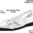 Greatonu Women's Slingback Flats for Women Ballerina Shoes Studs Buckle Flat Shoes Cross Strap Closed Toe Sandals Pointed Toe Ballet Flats Casual Party Dressy Shoes (8)