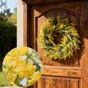 26'' Large Lavender & Eucalyptus Wreath for Front Door | Artificial Eucalyptus Leaves Greenery Outdoor Wreath for Wedding Farmhouse Porch Wall Room Home Decor (Yellow)