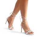 DREAM PAIRS Lace Up High Heels Stilletos Heels for Women Strappy Gladiator Open Square Toe Fashion Dressy Wedding Bridal Pumps Sandals, Size 9.5