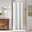 Naturoom Stall Shower Curtain, 36 Inches Linen Cloth Textured Fabric Shower Curtain Set with Hooks, Narrow Hotel Luxury Elegant Ultra Thick Bath Curtains for Bathroom, W36 x H72, White