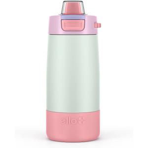 Ello Kids Colby 12oz Stainless Steel Insulated Water Bottle with Straw and Built-In Silicone Coaster Carrying Handle and Leak-Proof Locking Lid for School Backpack, Lunchbox, and Outdoor Sports