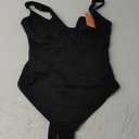 FeelinGirl Shapewear Bodysuits for Women Tummy Control Body Suits Deep V Neck Thong Body Shaper (Large, Black)