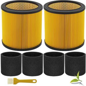 Replacement Filter for Vacmaster 5-20 Gallon/Hart Shop Vacuum 5-17 Gallon, Replaces Hart VCFS 3701 Filter/VCFF Filter, Fits most Shop-Vac/Craftsman Vacuum, with 2x Wet Foam Sleeve