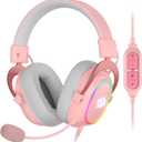 Redragon H510 Zeus-X RGB Pink Wired Gaming Headset - 7.1 Surround Sound - 53MM Audio Drivers in Memory Foam Ear Pads w/Durable Fabric Cover- Multi Platforms Headphone - USB Powered for PC/PS4/NS