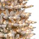 Puleo International 7.5 Foot Pre-Lit Slim Flocked Fraser Fir Artificial Christmas Tree with 500 UL Listed Clear Lights