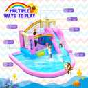 Inflatable Bounce House Water Slide Combo, Blow Up Water Slides for Backyard, Kids Jumper with Climbing Wall, Basketball Hoop, Splash Pool with Blower