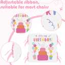 Tudomro 2 Pieces Birthday Chair Cover for Classroom It's My Birthday Chair Cover with Ribbons Cupcake Seat Back Decor for Kids Office Classroom School Home Dining Party Decor(Blue, Pink)
