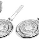 HIC Kitchen Heat Diffuser Reducer Flame Guard With Removable Handle, Stainless Steel, Distributes Heat Evenly And Reduces Scorching, For Gas Electric Glass Stovetops, 8.25-Inch, Set of 2