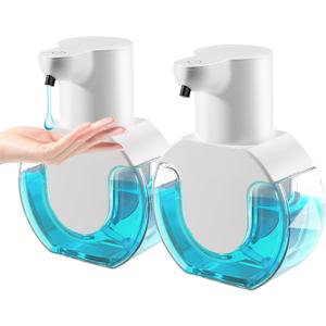 2 Pack Automatic Liquid Soap Dispenser,14.2oz/420ML Touchless Automatic Soap Dispenser,Rechargeabled Wall Mounted Smart Pump for Bathroom Kitchen (White)