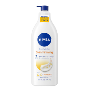 NIVEA Sheer Hydration Skin Firming Body Lotion with Q10 and Vitamin C, 72Hour Body Moisturizer for Normal to Dry Skin, 33.8 Fl Oz Value Size Pump Bottle