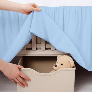 Light Blue Crib Bed Skirt, Perfect for Nursery Crib for Boys & Girls with a 14" Drop and Size 28"x 52"