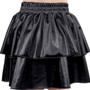 JESKIDS Girls Metallic Skirt Sparkly Shiny 2-Layer Ruffle Skirts Party Rave Dress with Sunglass XL
