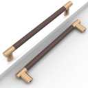 10 Pack 10"(254mm) Champagne Bronze and Brown Cabinet Pulls, Knurled Antique Cabinet Hardware for Kitchen Drawers, Bathroom Vanity, Dresser - Cabinet Handles, Two Tone Zinc Alloy