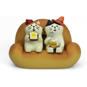 2Pcs Cute Mini Cat Figurine with Bread Sofa Resin Cat Figure for Office Home Decor - Cute Cat Gift for Cat Lovers