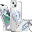 For IPhone 15 Case 6.1-Inch with Magnetic 360 Ring Stand Compatible with MagSafe Crystal Clear Shockproof Protective Phone Cover 6.1" 2023, Clear