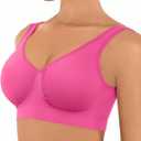 FeelinGirl Bras for Women No Underwire Seamless Smooth Bralette Full Coverage Comfy Everyday Bras with Wide Straps (Pink, XL)