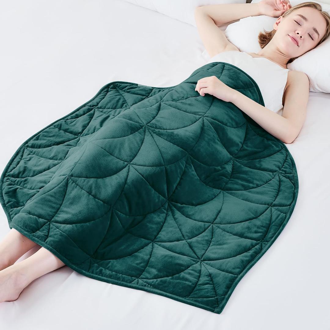 Weighted Lap Blanket 7 lbs for Adults, Luxury Soft Small Weighted Blanket, Compact Portable Weighted Lap Pad for Relaxation, Sleeping, Travel, All-Season Use, Forest Green, 40" x 52"