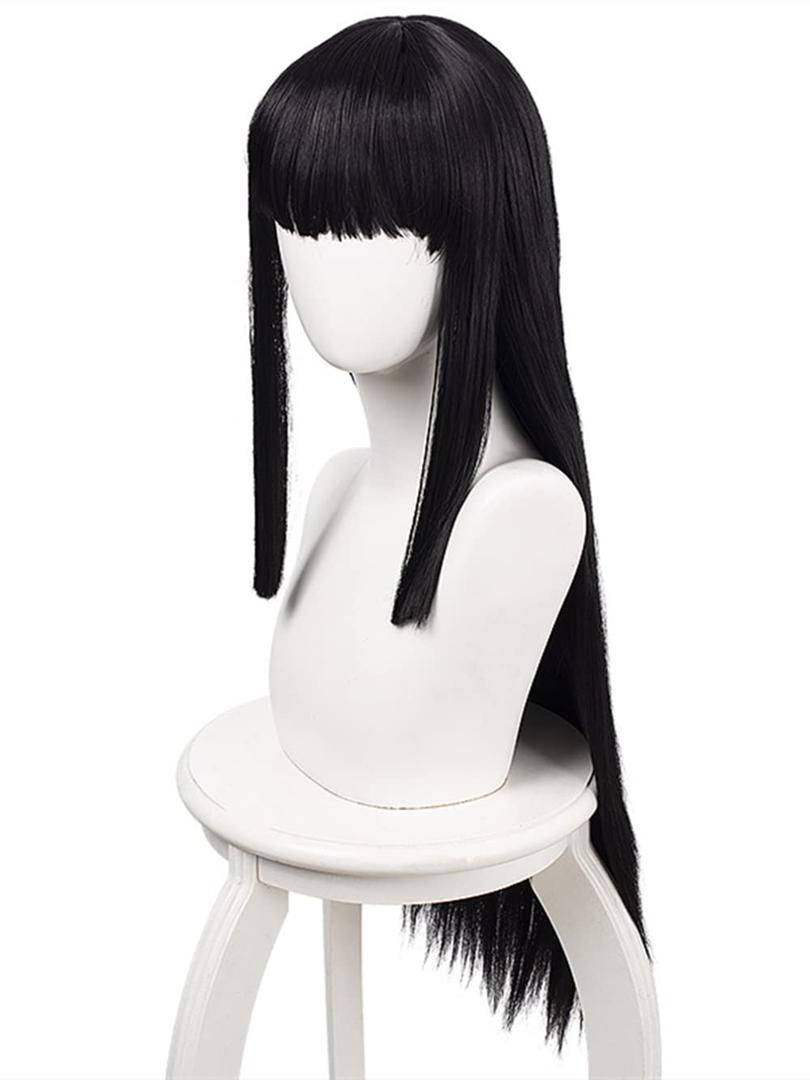 High Temperature Synthetic Black Long Straight Bangs Wig for Cosplay Jabami Yumeko Wig Halloween Costume Wig