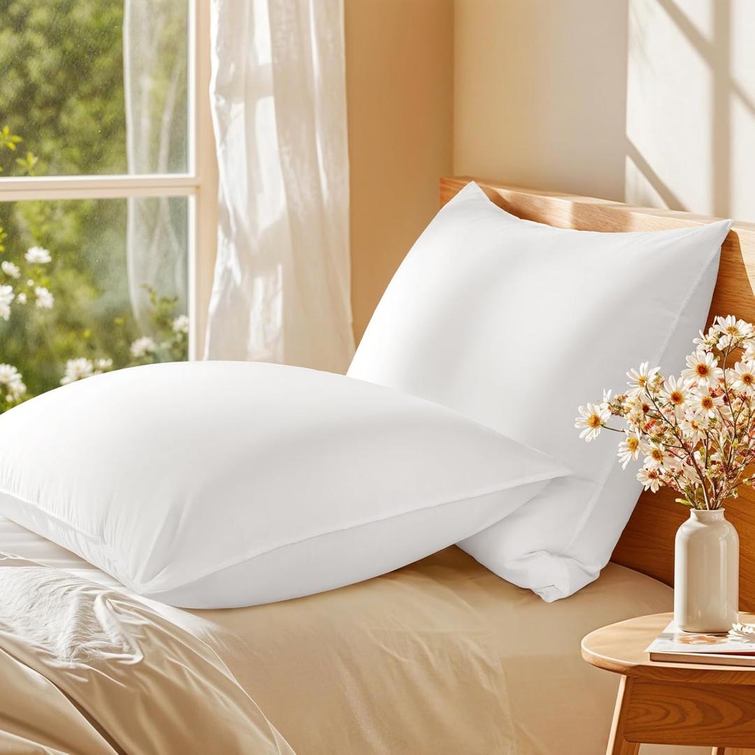 Shilucheng Goose Down Pillows King Size Set of 2, 1050+ Fill Power Side Sleeper Pillow for Sleeping Neck Pain Relief,100% Cotton Shell Hotel Pillows20" x 36"