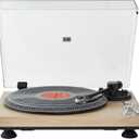 Fully Automatic Belt-Drive Turntable with Premium Cartridge,Hi-Fi,Carbon Fibre Arm,2 Speed, Dust Cover, Anti-Resonance,Adjustable Counterweight,Wood
