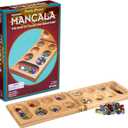 Pressman Mancala Board Game | Fun Classic Table for Adults & Kids | Includes 48 Glass Mancala Stones and Wood Hinged Playing Board | 2 Players, Ages 6+