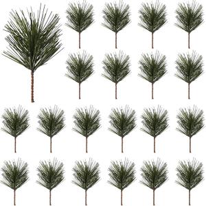 NSBELL 25PCS Artificial Green Pine Needles Branches- Small Pine Twigs Stems Picks- Fake Greenery Pine Picks for Christmas Garland Wreath Embellishing and Home Holiday Garden Decoration