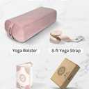Tumaz Yoga Bolster Set - Rectangular Bolster Pillow for Restorative Yoga, Soft Meditation Pillow with Carry Handle and 8-Feet Strap, Machine Washable Cover