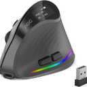 AOC 2.4GHz Ergonomic Mouse, Wireless Bluetooth Vertical Mouse for Work, 4800 DPI Optical Tracking, 5 Adjustable DPI, Quiet Clicks, RGB Light, Compatible with Computer, Laptop, PC, Mac, Desktop, Gray