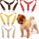 4 Pcs Dog Diaper Suspenders | Cat Suspenders | Female Male Dog Skirt Dress & Diaper Keeper | for Dogs (Yellow, Brown, Watermelon Red, Beige, L)