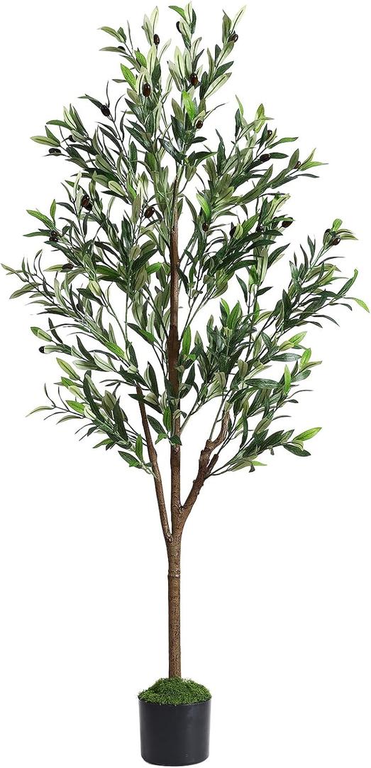 Alupssuc 5ft Olive Tree Artificial Indoor, Fake Tree Potted Faux Olive Trees with Lifelike Fruits and Realistic Leaves, Artificial Plants Indoor Fake Plants for Modern Home Office Living Room Decor