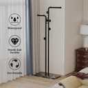 HKaikzo Double-pole Coat Rack Freestanding, Modern Metal Coat Racks Hanger Stand with 5 Hooks and Natural Marble Base, for Bedroom, Office, Hallway, Entryway, Living Room Gold