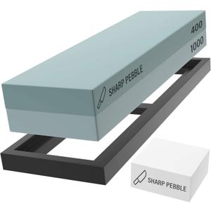 Sharp Pebble Premium Whetstone Knife Sharpening Stone 2 Side Grit 400/1000 Wetstone Kit -Wetstone Kitchen Knife Sharpener with Flattening Stone & NonSlip Rubber Base